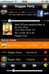 Screenshot du module reggae de mix.dj Lite pour iPhone