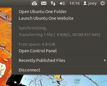 Indicateur système de lafonctionnalité Ubuntu One